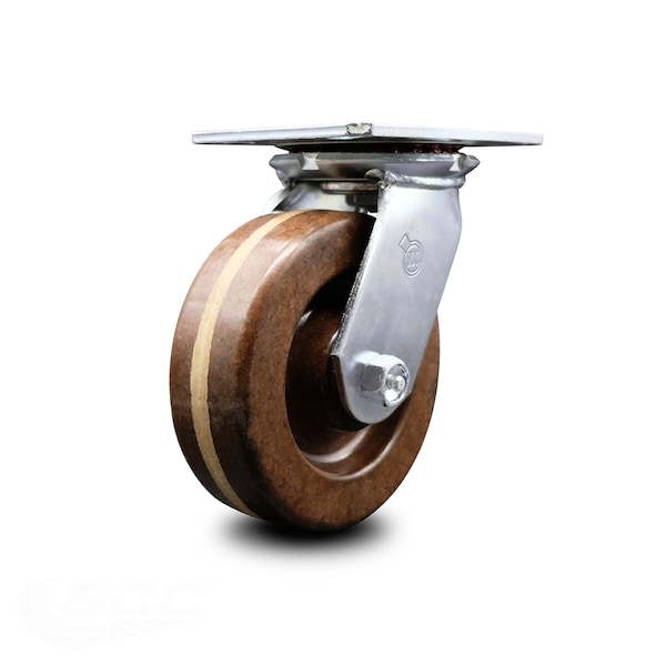 6 Inch Heavy Duty Top Plate High Temp Phenolic Swivel Caster with Roller Bearing